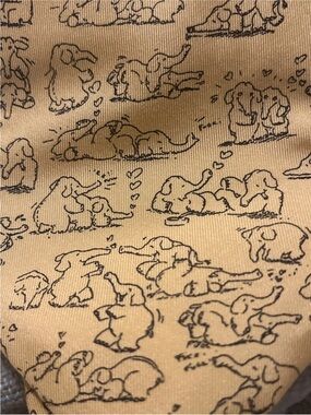 EVOL Silk Tie Made in Italy yellow Elephant Sketch Print Novelty sexy time zoo